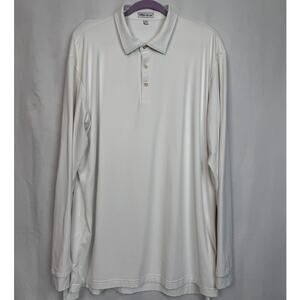 Peter Millar Long Sleeve Golf Polo Shirt Men's XL White AS-IS Collar Wear